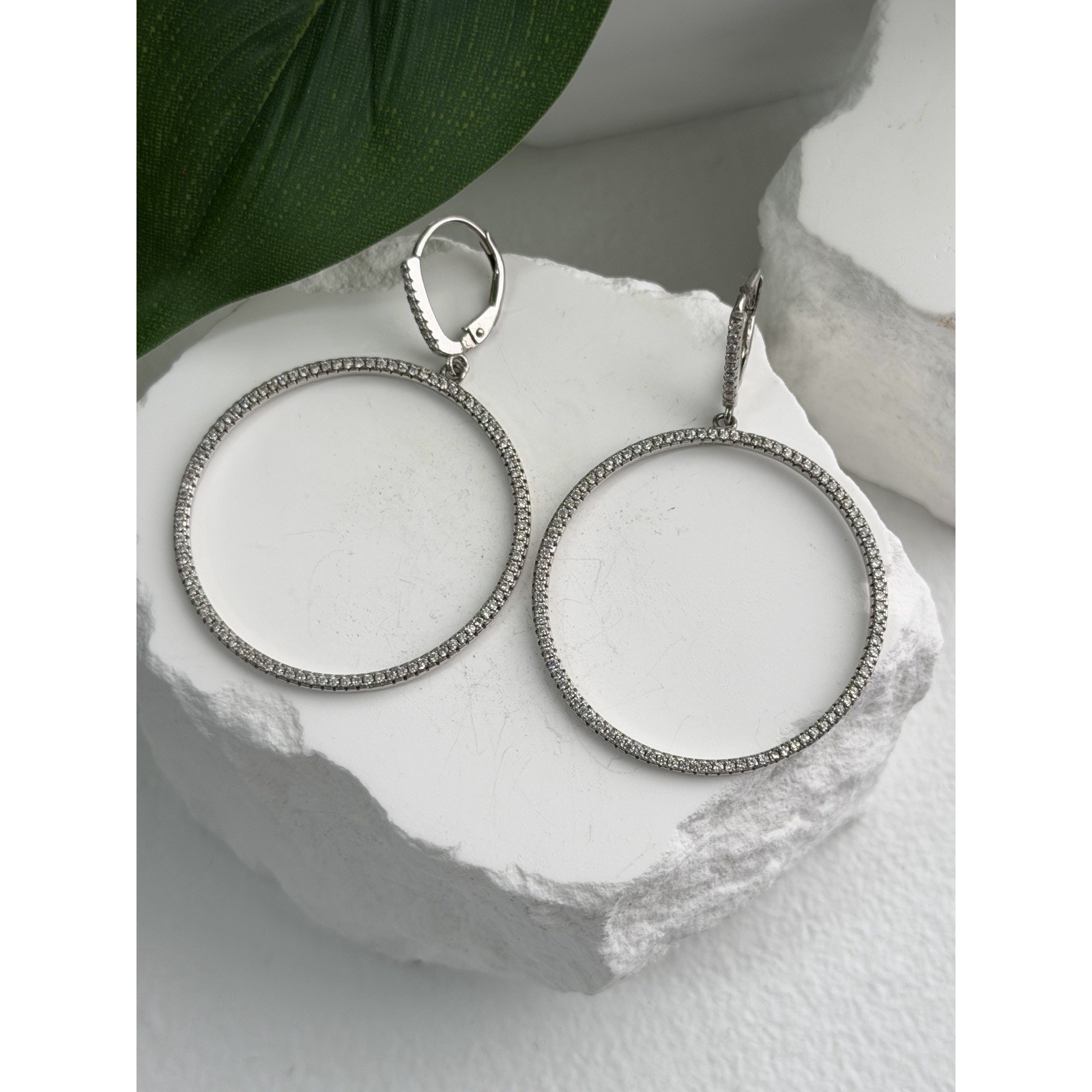 Elegant 925 Sterling Silver Cz Hoop Earrings